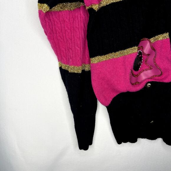 Vintage VivienForest Cardigan Size Small Black Pink - Picture 4 of 9